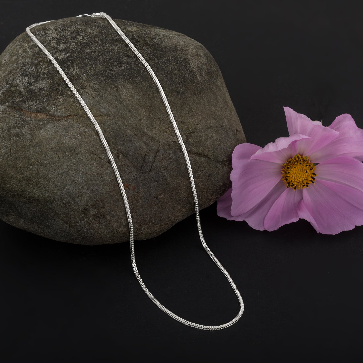 Foxtail chain necklace 1.5mm square silver 925