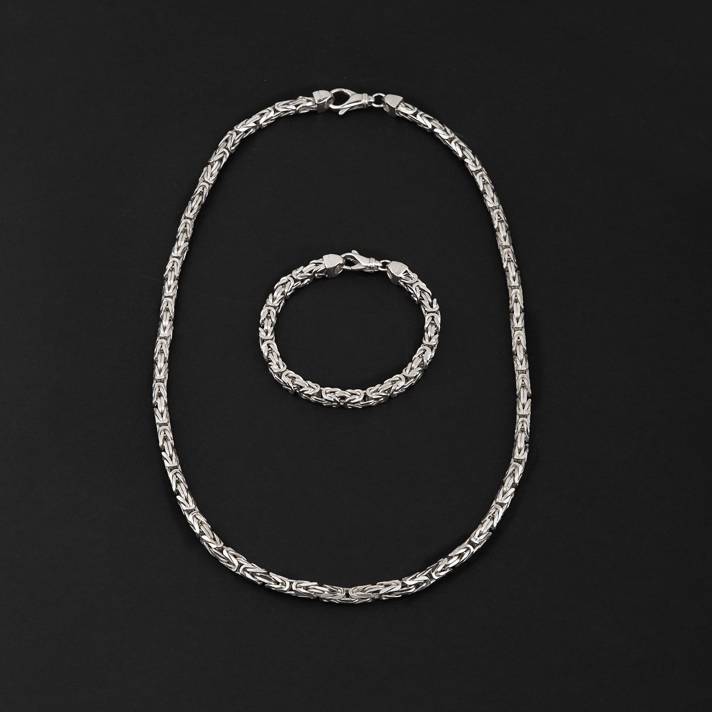 Königskette Halskette 6mm vierkant glänzend Silber 925