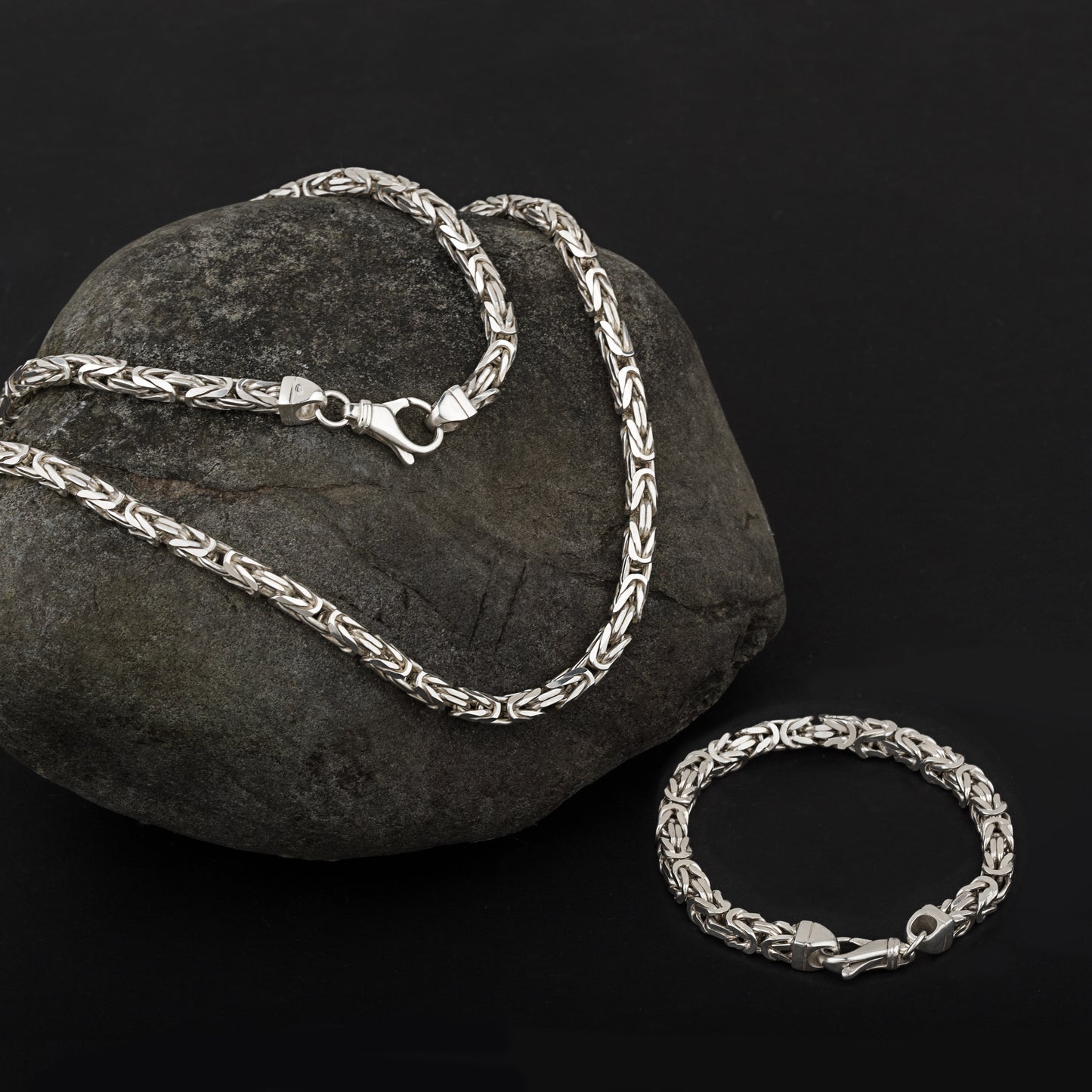 Königskette Halskette 6mm vierkant glänzend Silber 925