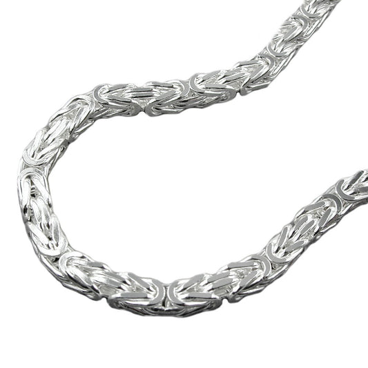 Königskette Halskette 4mm vierkant glänzend Silber 925