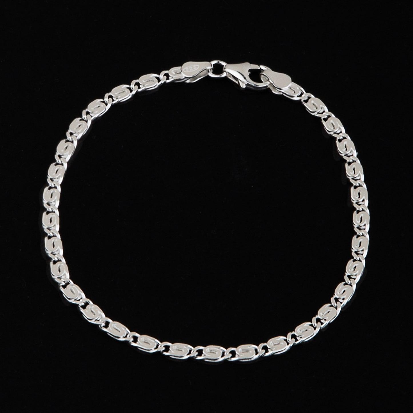 S-Panzerkette Armband 3,2mm flach diamantiert Silber 925