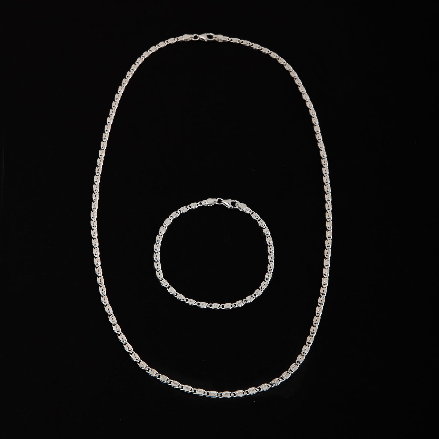 S-Panzerkette Armband 3,2mm flach diamantiert Silber 925