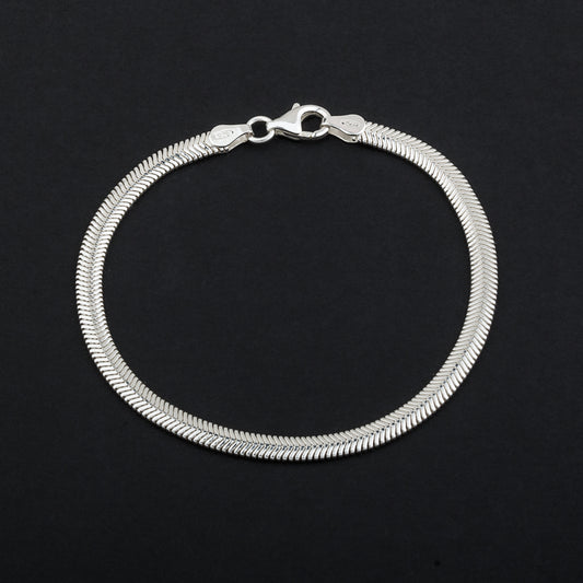 Schlangenkette Armband 4mm flach glänzend Silber 925