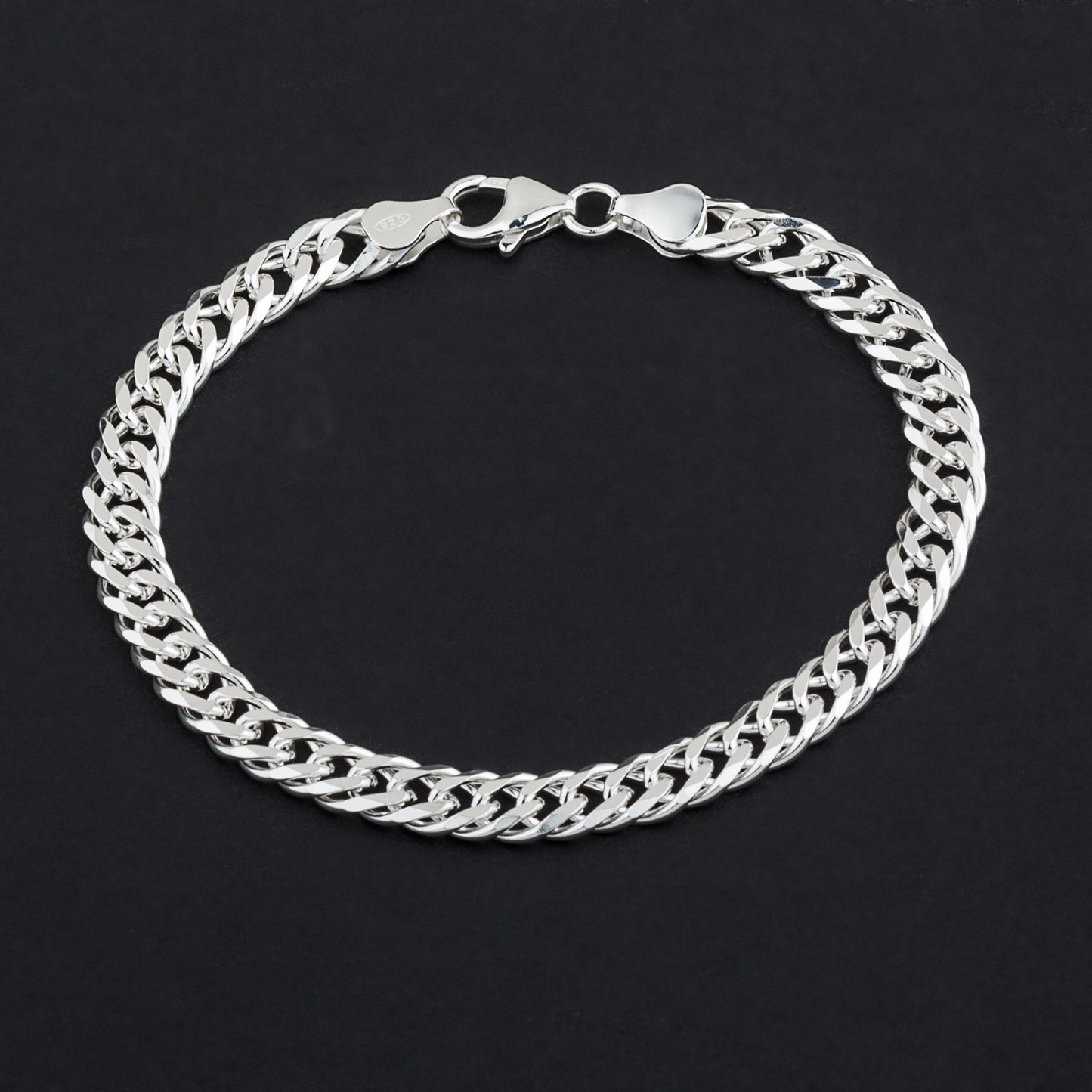 Twin curb chain bracelet 6mm silver 925